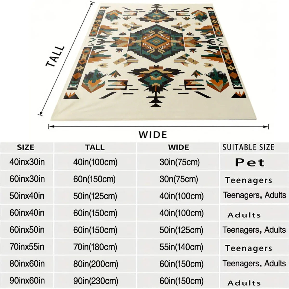 Boho Floral Travel Blanket, Soft Lightweight 100% Polyester Throw, Compact Modern Style for Camping, Picnic, Home and Airplane - product view 5
