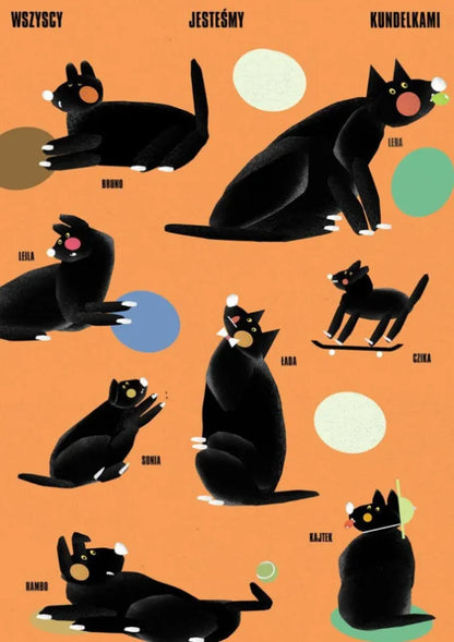 Funny Cat Pop Art Canvas Wall Poster, Modern Vertical Rectangle Animal Illustration, Framed or Unframed Sizes for Gallery Décor - product view 2