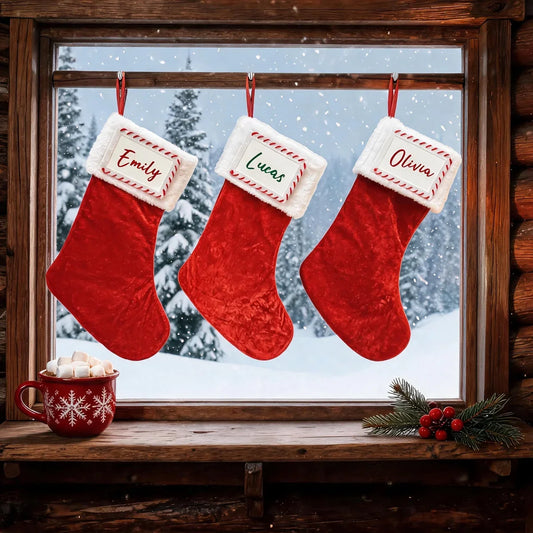 Red Christmas Stockings, 3-Piece 27 x 45 cm Non-Woven Holiday Gift Bags for Treats and Seasonal Décor - product view 1