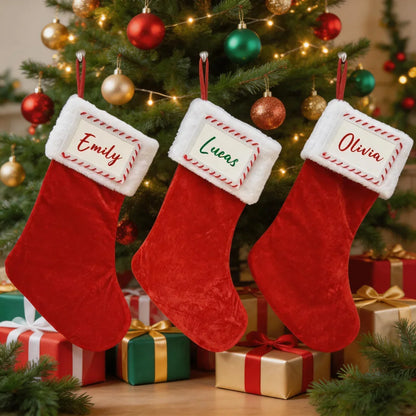 Red Christmas Stockings, 3-Piece 27 x 45 cm Non-Woven Holiday Gift Bags for Treats and Seasonal Décor - product view 2