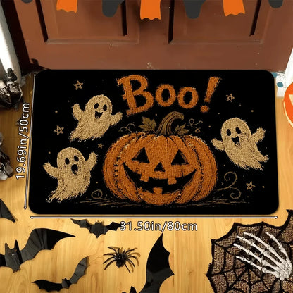 Halloween Boo Ghost Pumpkin Door Mat, Soft Polyester, Non-Slip Cartoon Entrance Rug for Indoor and Outdoor Use - product view 5