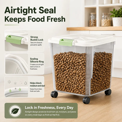 Large Pet Food Storage Container, Airtight Rolling Kibble Bin with Measuring Cup and Moisture-Resistant Design, 3 to 25 KG Sizes - product view 6