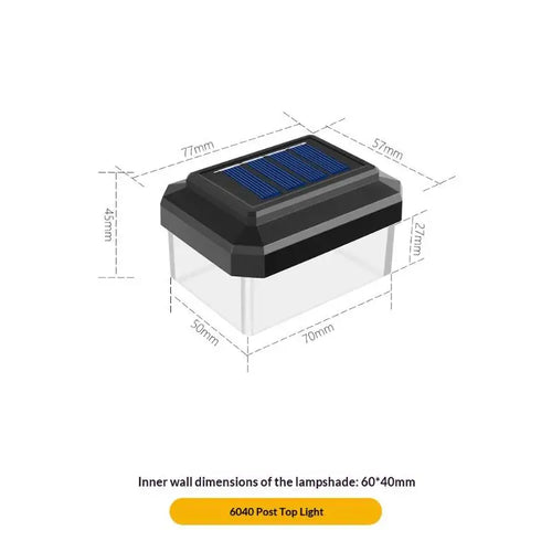 Solar Post Cap Light, Warm White 8-LED Outdoor Fence Lamp, IP65 Waterproof, Self-Contained for 6x4 to 10x10cm Posts - product view 1