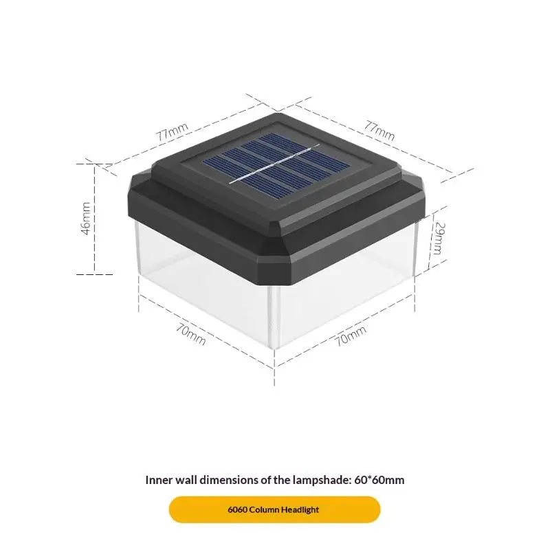 Solar Post Cap Light, Warm White 8-LED Outdoor Fence Lamp, IP65 Waterproof, Self-Contained for 6x4 to 10x10cm Posts - product view 2
