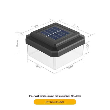Solar Post Cap Light, Warm White 8-LED Outdoor Fence Lamp, IP65 Waterproof, Self-Contained for 6x4 to 10x10cm Posts - product view 2