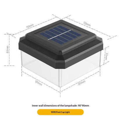 Solar Post Cap Light, Warm White 8-LED Outdoor Fence Lamp, IP65 Waterproof, Self-Contained for 6x4 to 10x10cm Posts - product view 4