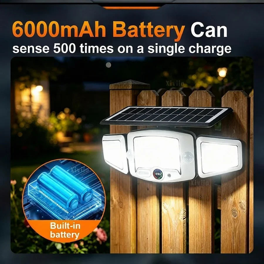 Solar Motion Sensor Spotlights, Remote-Controlled Outdoor Security Lights, 6000 mAh Battery, Type-C Charging, 74–231 LED Options - product view 6