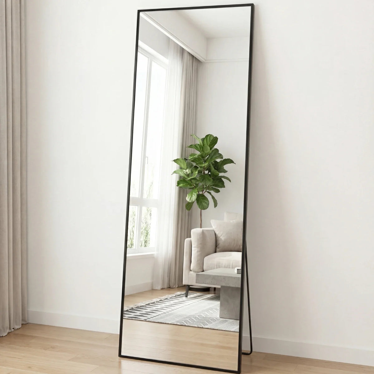 68 x 26 in Full-Length Floor Mirror, HD Nano-Tempered Glass, Aluminum Frame, Wall-Mount or Leaning Bedroom Mirror - product view 2