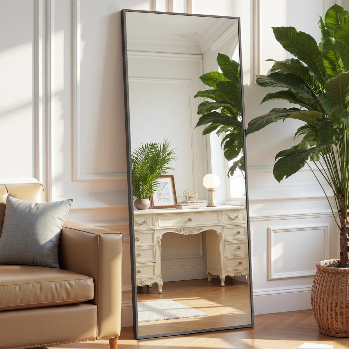 68 x 26 in Full-Length Floor Mirror, HD Nano-Tempered Glass, Aluminum Frame, Wall-Mount or Leaning Bedroom Mirror - product view 3
