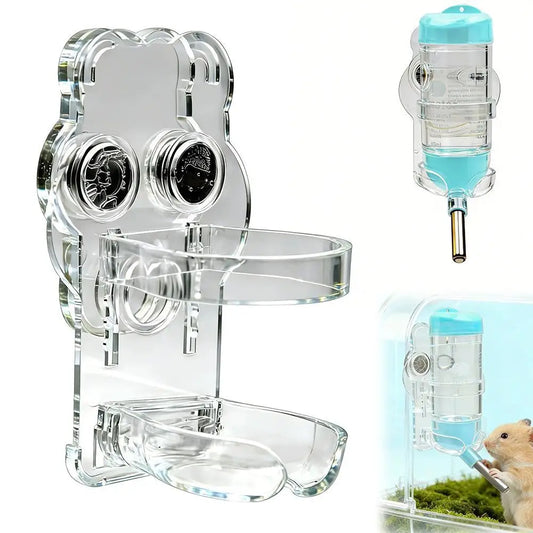 Magnetic Small Pet Water Bottle Holder, Adjustable Clear Acrylic Bracket for Glass Hamster Cages and Terrariums - product view 1