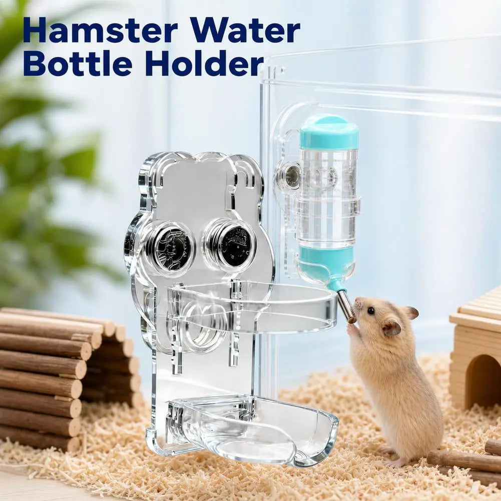 Magnetic Small Pet Water Bottle Holder, Adjustable Clear Acrylic Bracket for Glass Hamster Cages and Terrariums - product view 2