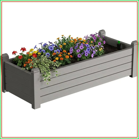 Self-Watering Raised Planter Box, Metal Garden Bed with Drain Plug, 43.31 x 17.72 x 12.6 Inches for Outdoor Plants - product view 1
