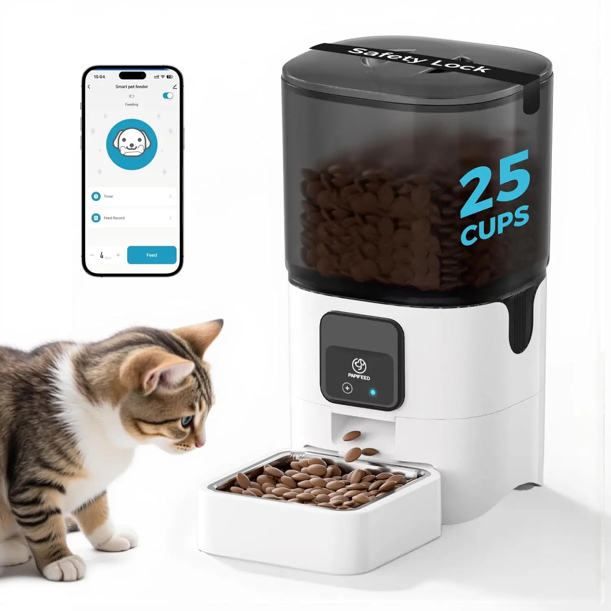 Automatic Pet Feeder, Stainless Steel, 220V, USB Type-C Variant for Home Pet Feeding - product view 2
