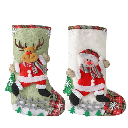 Personalized Christmas Stockings, 2-Pack Cloth Santa, Reindeer, Snowman or Bear Holiday Decor, 20 x 33 cm - product view 1