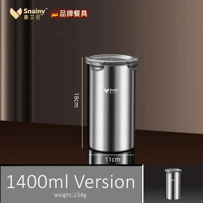 Reusable Stainless Steel Kitchen Canister, Circular Coffee and Tea Storage Jar, 500ml, 900ml or 1400ml - product view 3