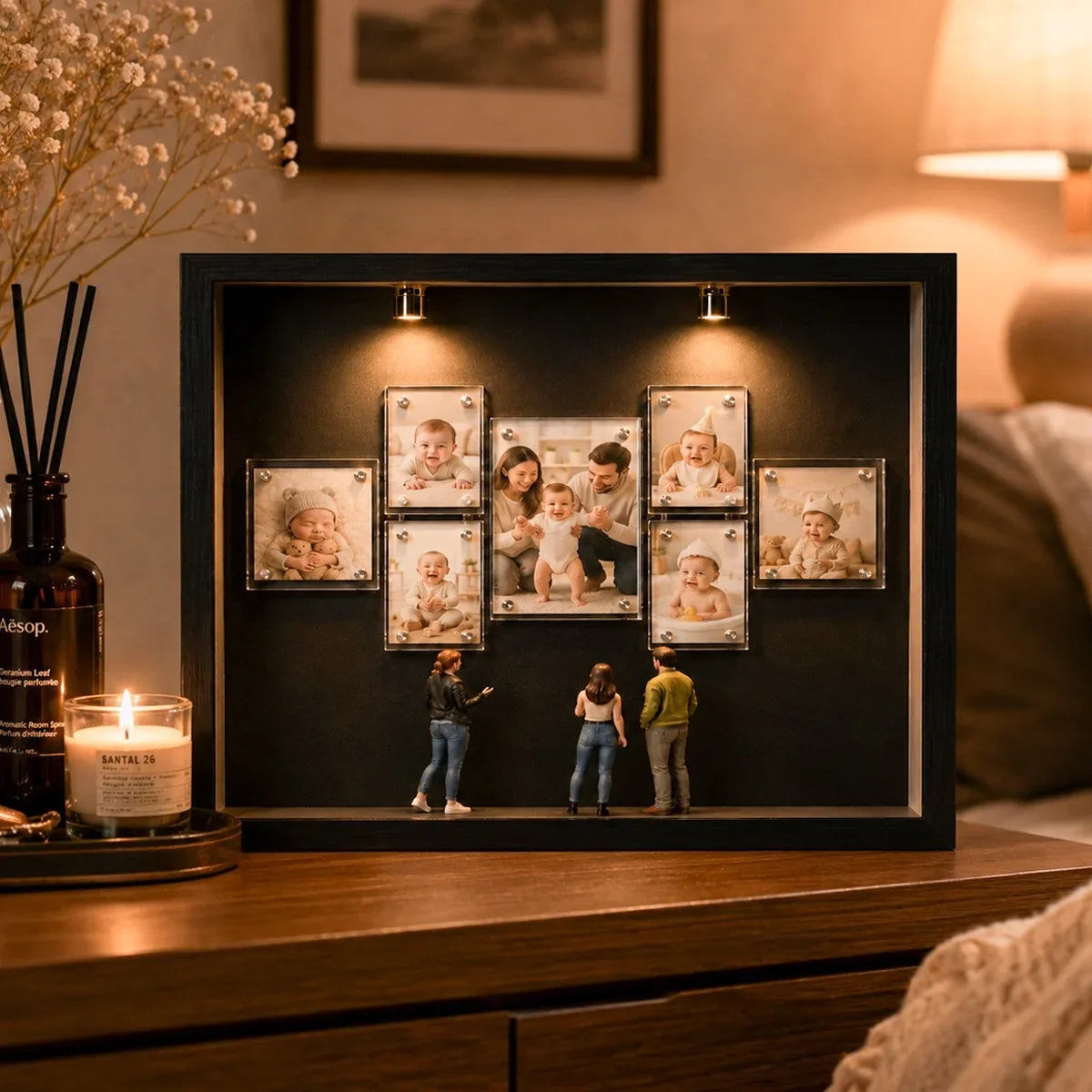 Magnetic Acrylic Multi-Opening Collage Frame, DIY Wall-Mounted Photo Display, Modern Irregular Design, 25.4 x 30.5 cm - product view 2