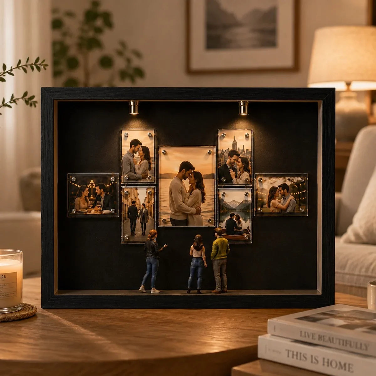 Magnetic Acrylic Multi-Opening Collage Frame, DIY Wall-Mounted Photo Display, Modern Irregular Design, 25.4 x 30.5 cm - product view 4