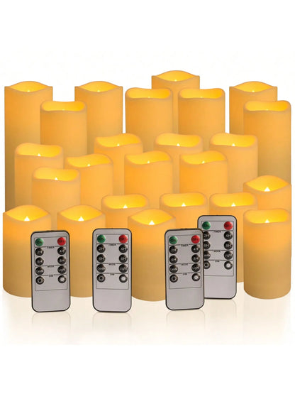 24-Pack Ivory Flameless Electronic Candle Lamps, Flashing Light, Remote Control, 24-Hour Timer, Waterproof Table Centerpieces - product view 1