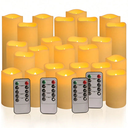 24-Pack Ivory Flameless Electronic Candle Lamps, Flashing Light, Remote Control, 24-Hour Timer, Waterproof Table Centerpieces - product view 2
