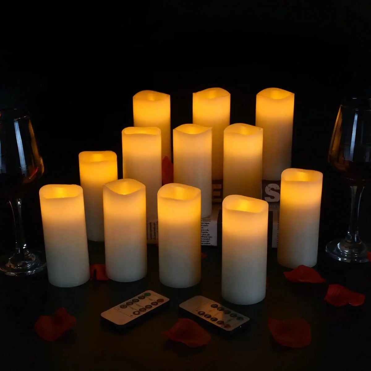 24-Pack Ivory Flameless Electronic Candle Lamps, Flashing Light, Remote Control, 24-Hour Timer, Waterproof Table Centerpieces - product view 3