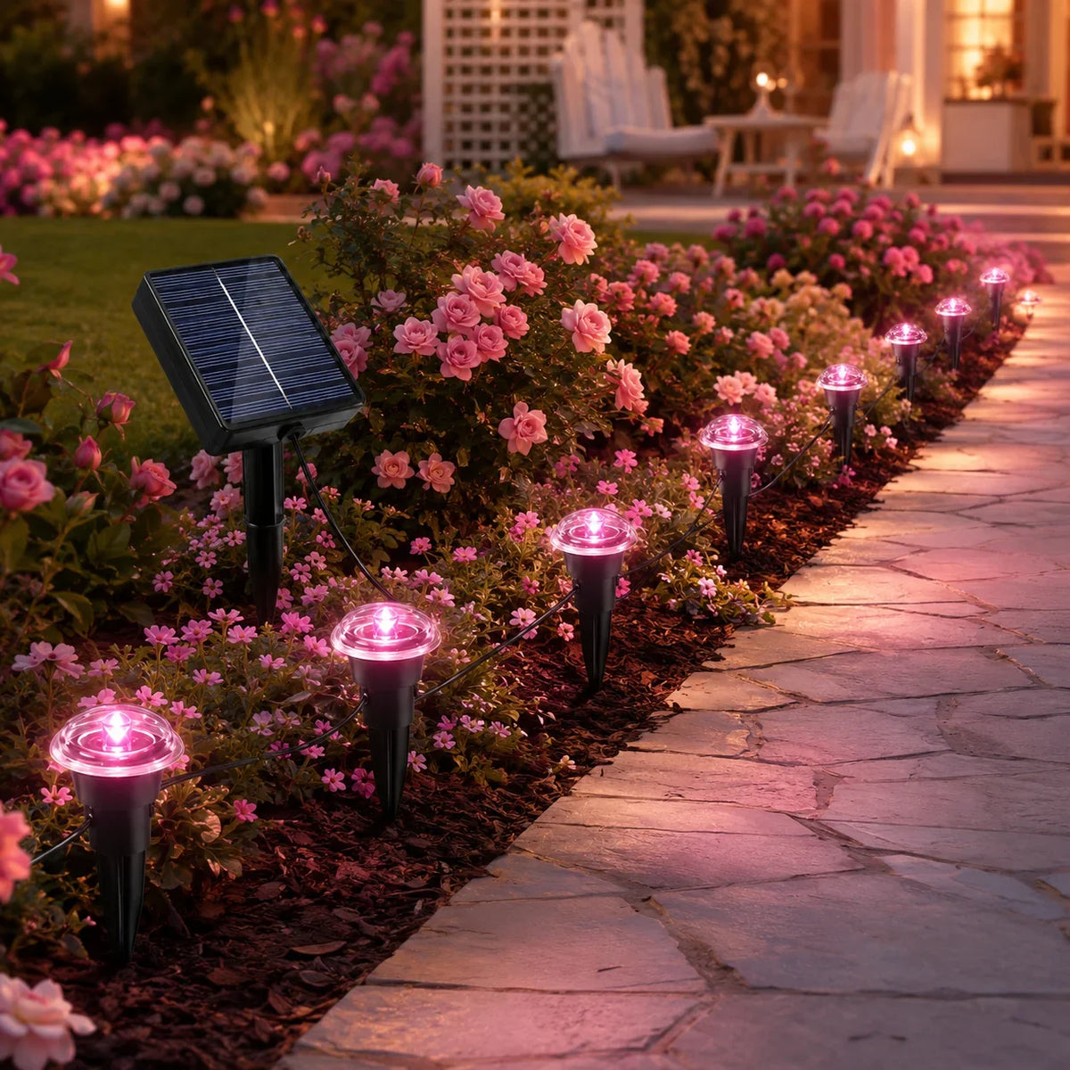 Solar Pathway Lights, 10–40 LED Ground Stake String Lights, Automatic Night Glow for Driveways, Lawns and Garden Walkways - product view 1