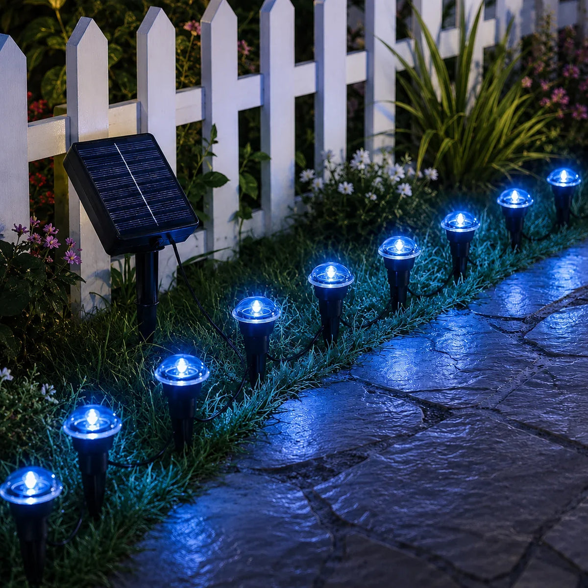 Solar Pathway Lights, 10–40 LED Ground Stake String Lights, Automatic Night Glow for Driveways, Lawns and Garden Walkways - product view 3