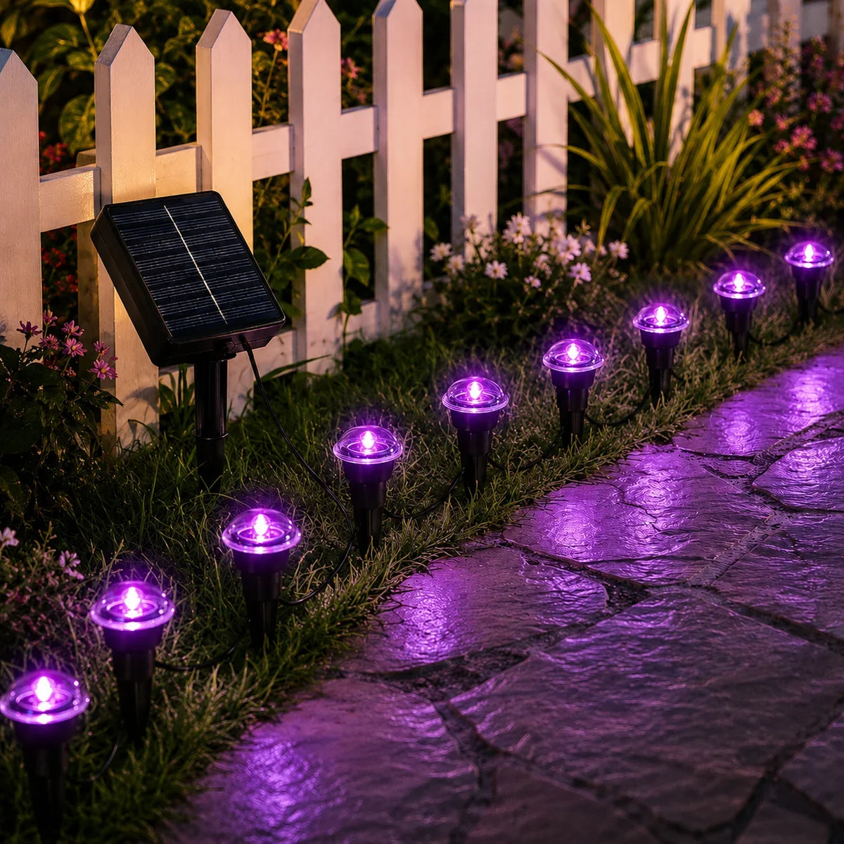 Solar Pathway Lights, 10–40 LED Ground Stake String Lights, Automatic Night Glow for Driveways, Lawns and Garden Walkways - product view 4