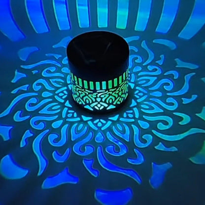 Solar Mandala Lantern Wall Light, Automatic LED Garden Sconce, 5V Metal Fence Light with Color Options - product view 1