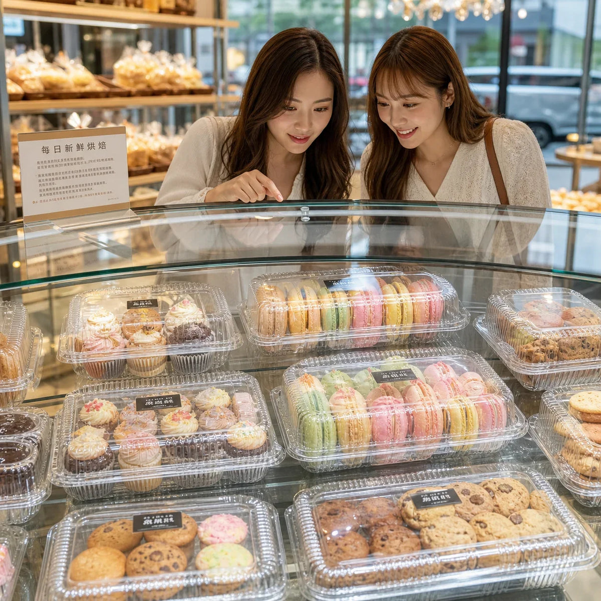 50-Piece Clear PET Clamshell Bakery Boxes, Hinged Disposable Pastry Containers for Cookies, Muffins and Cakes - product view 4