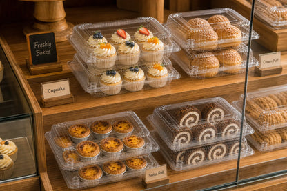 50-Piece Clear PET Clamshell Bakery Boxes, Hinged Disposable Pastry Containers for Cookies, Muffins and Cakes - product view 6