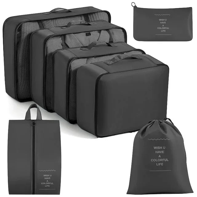 Waterproof Packing Cubes Set, 7 to 11 Piece Luggage Organizer with Drawstring Storage Bags for Clothes, Shoes and Travel - product view 3