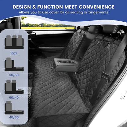 53-Inch Waterproof Dog Car Seat Cover, Diamond Quilted Split-Design Polyester Protector with Hanging Straps - product view 3