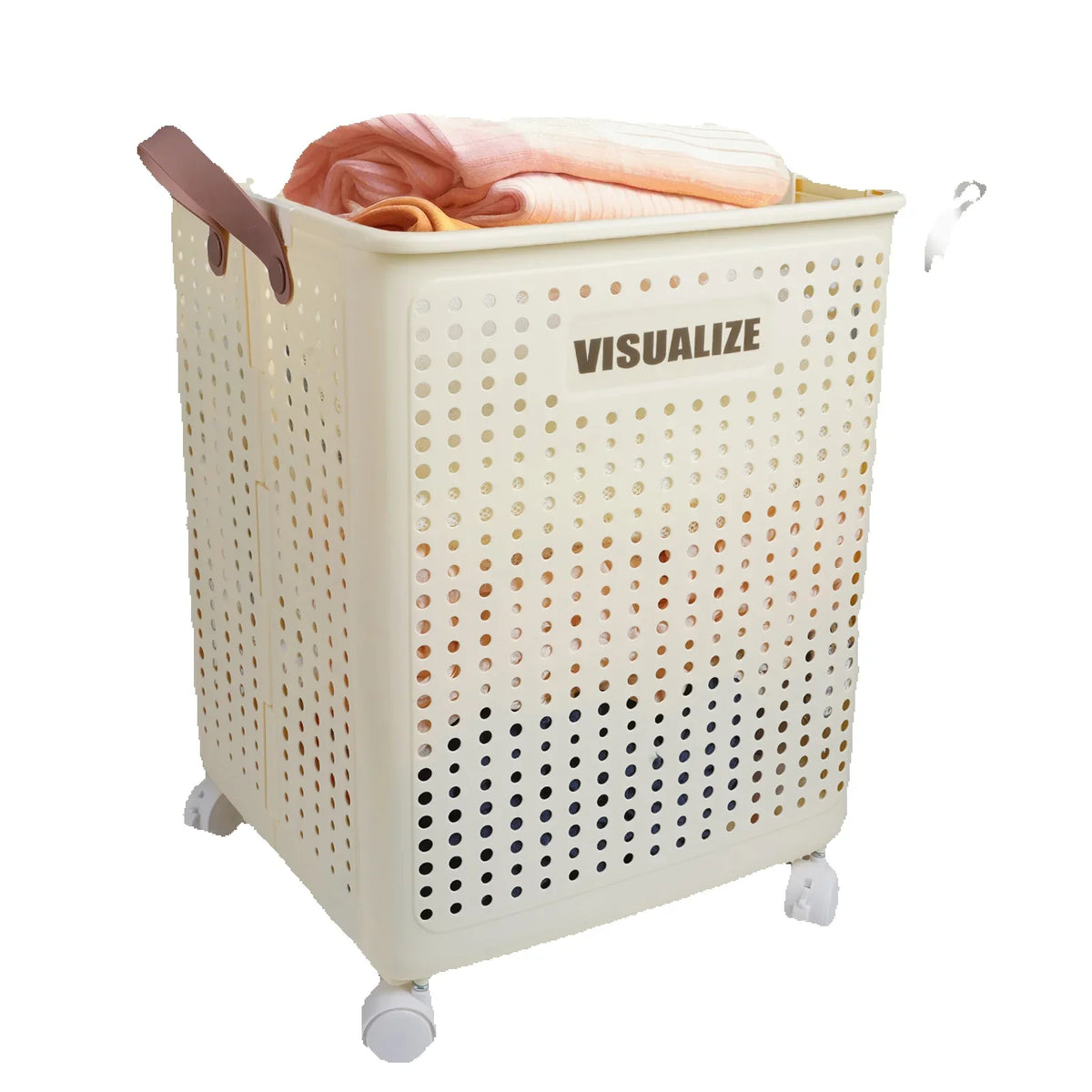 Collapsible Clothes Hamper, 67L Ventilated Plastic Laundry Basket with Wheels and Handles for Bathroom, Bedroom and Closet - product view 1