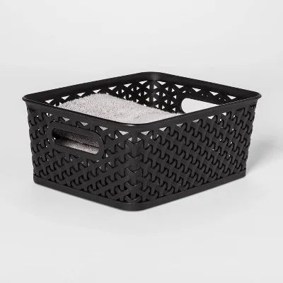 Decorative Storage Basket, BPA-Free PA+PE Woven-Texture Bin with Integrated Handles, 4L Capacity for Small-Space Organization - product view 2