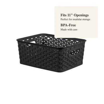 Decorative Storage Basket, BPA-Free PA+PE Woven-Texture Bin with Integrated Handles, 4L Capacity for Small-Space Organization - product view 4