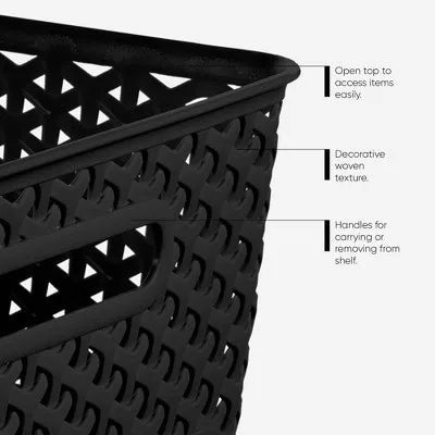 Decorative Storage Basket, BPA-Free PA+PE Woven-Texture Bin with Integrated Handles, 4L Capacity for Small-Space Organization - product view 6