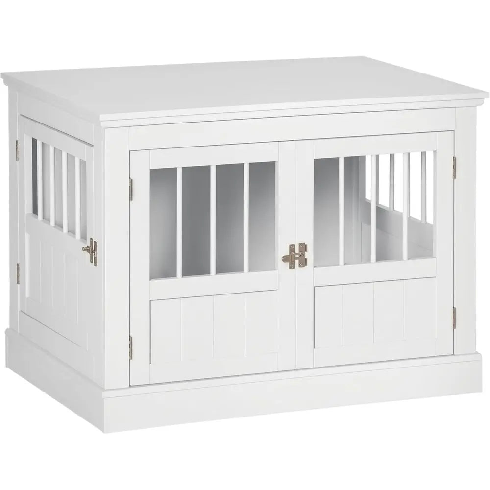 Triple-Door Wooden Dog Crate End Table, Lockable Ventilated Indoor Kennel with Spacious Tabletop for Small Dogs - product view 1