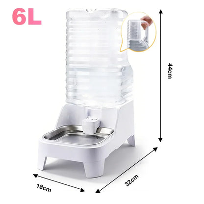 6L Gravity-Fed Dog Water Bowl, Elevated Automatic Dispenser, Stainless Steel Tray, No Electricity, Transparent Reservoir for Cats and Dogs - product view 4