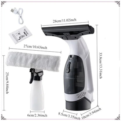 Cordless Window Vacuum Squeegee, 300ml Spray Bottle, Water Collection, Rechargeable Glass Cleaner for Windows, Tiles and Mirrors - product view 1