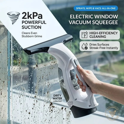 Cordless Window Vacuum Squeegee, 300ml Spray Bottle, Water Collection, Rechargeable Glass Cleaner for Windows, Tiles and Mirrors - product view 2