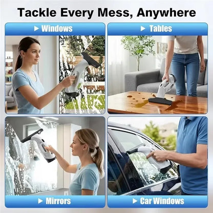 Cordless Window Vacuum Squeegee, 300ml Spray Bottle, Water Collection, Rechargeable Glass Cleaner for Windows, Tiles and Mirrors - product view 6