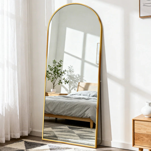 Full Length Mirror, 56 × 21 Inch HD Nano-Tempered Glass, Aluminum Frame, Floor Stand or Wall Mount - product view 1