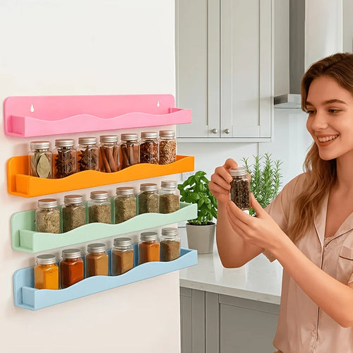 Wall-Mounted Spice Organizer, Reusable Plastic Kitchen Rack with Multiple Uses for Spice Jars and Condiments - product view 1