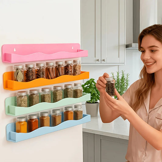 Wall-Mounted Spice Organizer, Reusable Plastic Kitchen Rack with Multiple Uses for Spice Jars and Condiments - product view 1