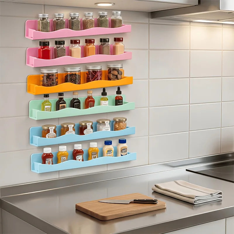 Wall-Mounted Spice Organizer, Reusable Plastic Kitchen Rack with Multiple Uses for Spice Jars and Condiments - product view 2