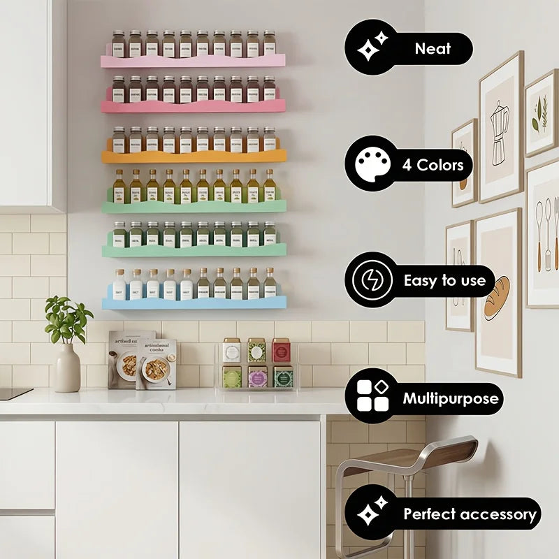 Wall-Mounted Spice Organizer, Reusable Plastic Kitchen Rack with Multiple Uses for Spice Jars and Condiments - product view 4