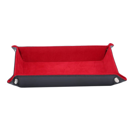 PU Leather Trinket Tray, Foldable Rectangle Jewelry and Coin Organizer, Flannel Interior, 27 x 21 cm Unfolded - product view 4