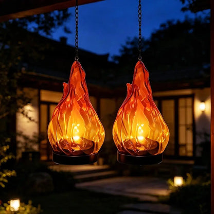 Solar Flame Lantern, IP65 Waterproof Hanging Outdoor Light with Warm Flickering Glow and Chain Hook for Garden and Patio - product view 3
