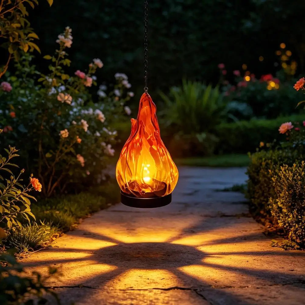 Solar Flame Lantern, IP65 Waterproof Hanging Outdoor Light with Warm Flickering Glow and Chain Hook for Garden and Patio - product view 5