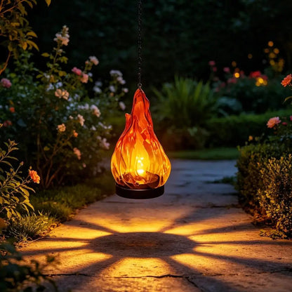 Solar Flame Lantern, IP65 Waterproof Hanging Outdoor Light with Warm Flickering Glow and Chain Hook for Garden and Patio - product view 5